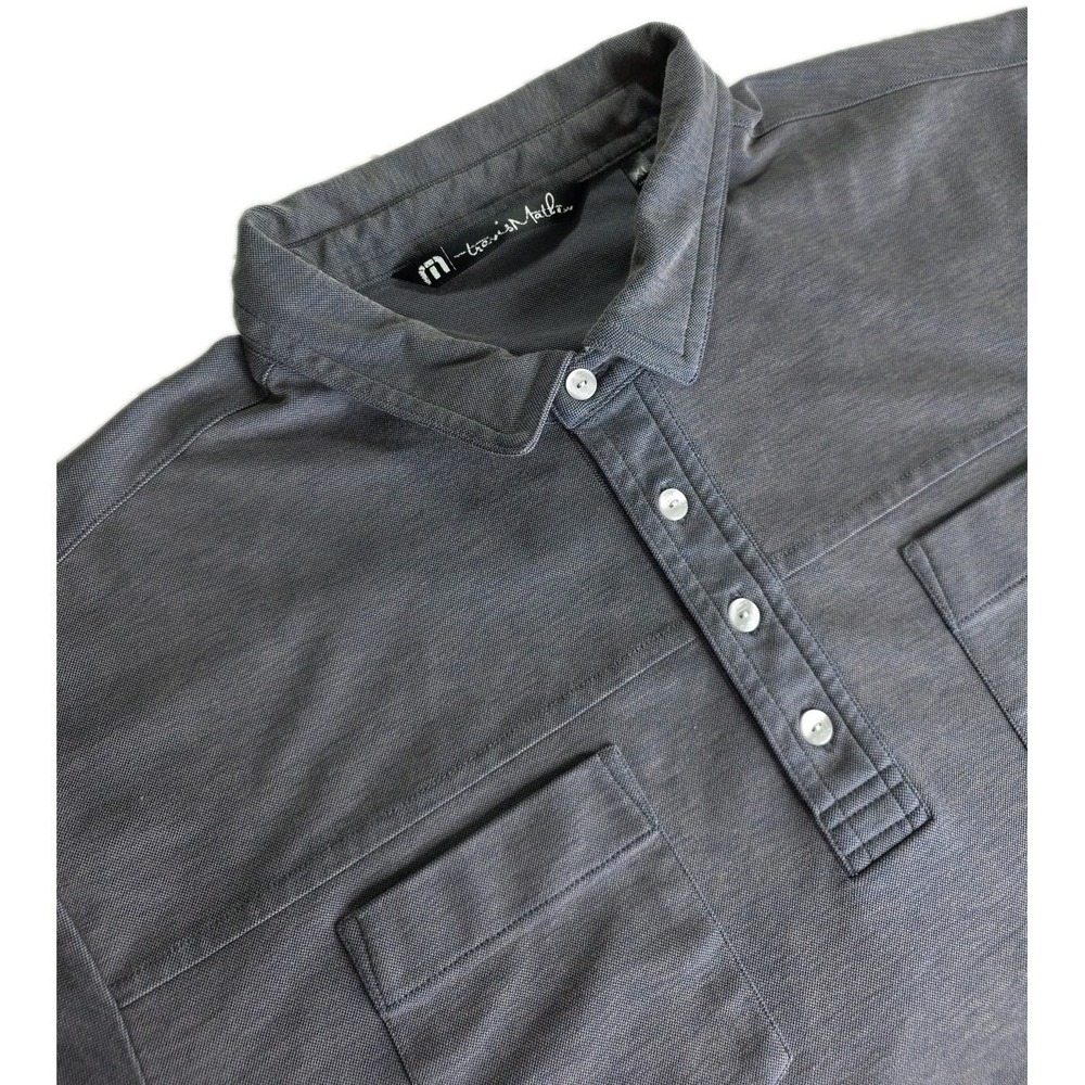 Travis Mathew Polo Men XL Gray Pima Cotton Golf DOUBLE‎ POCKETS